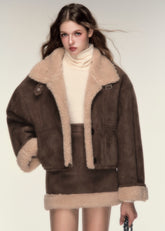 Retro Maillard Fur Skirt Set
